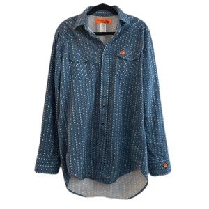 Wrangler 20x FR Blue  Pattern Western Button Down